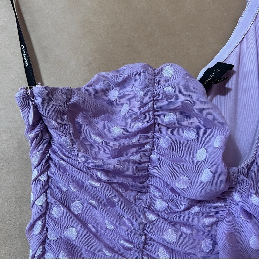 Majorelle | Karissa Mini Dress One Shoulder Ruffle Ruched Amethyst Purple Size M - Picture 5 of 15